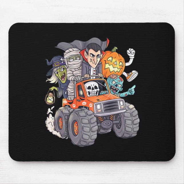 Halloween Skeleton Zombie Monster Truck Vampire Bo Mouse Pad (Front)