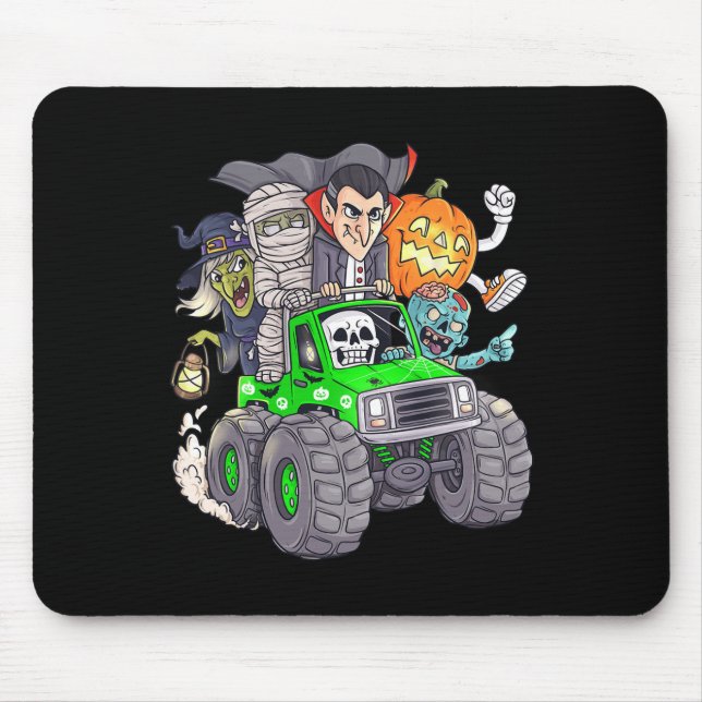 Halloween Skeleton Zombie Monster Truck Vampire Bo Mouse Pad (Front)