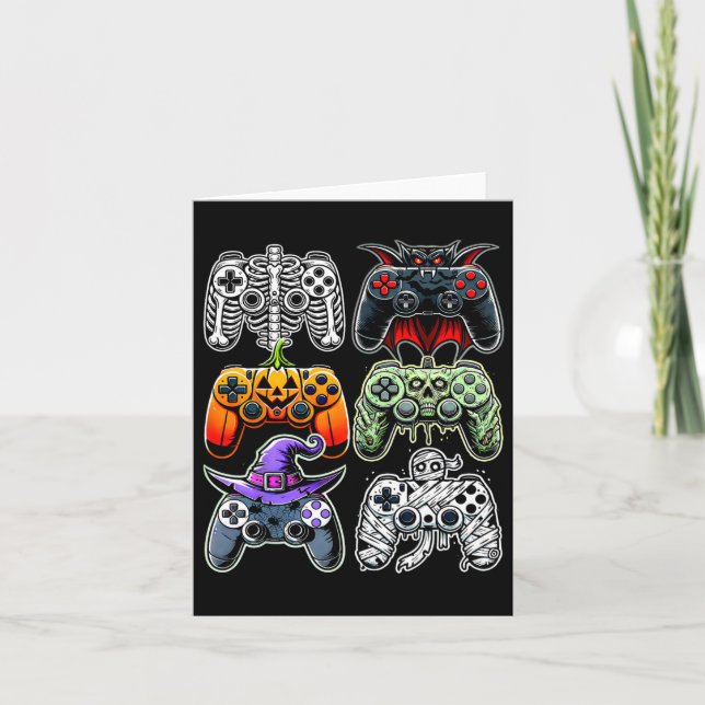 Halloween Skeleton Zombie Mummy Gaming Controllers Card (Front)