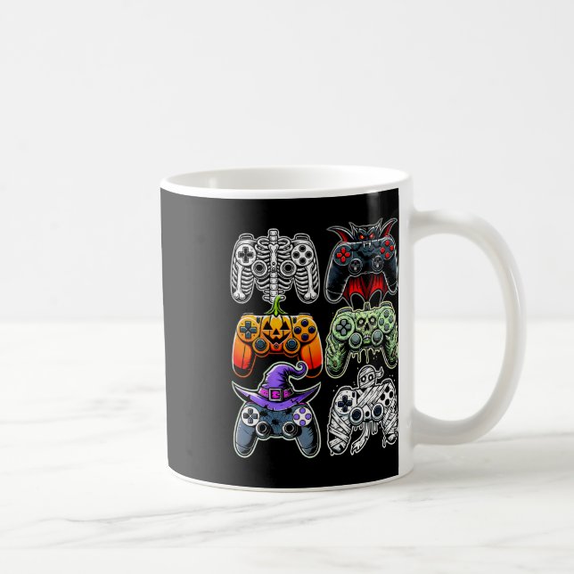Halloween Skeleton Zombie Mummy Gaming Controllers Coffee Mug (Right)