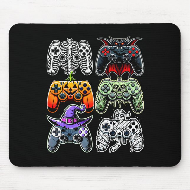 Halloween Skeleton Zombie Mummy Gaming Controllers Mouse Pad (Front)