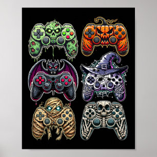 Halloween Skeleton Zombie Mummy Gaming Controllers Poster
