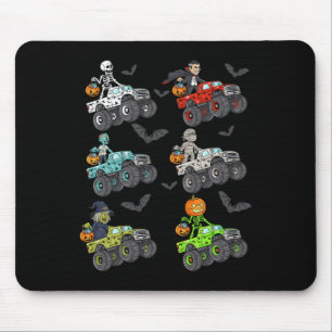 Halloween Skeleton Zombie Riding Monster Truck Vam Mouse Pad