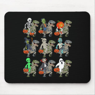 Halloween Skeleton Zombie Riding Mummy T Rex Vampi Mouse Pad
