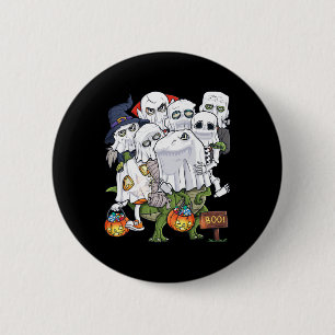 Halloween Skeleton Zombie Riding T Rex Funny Pumpk 2 Inch Round Button