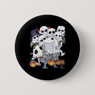 Halloween Skeleton Zombie Riding T Rex Funny Pumpk 2 Inch Round Button