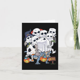 Halloween Skeleton Zombie Riding T Rex Funny Pumpk Card