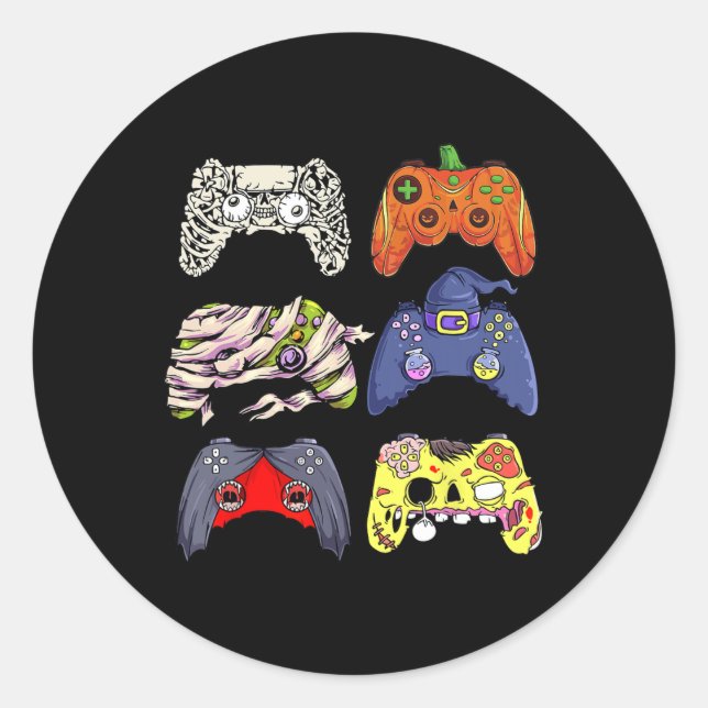 Halloween Skeleton Zombie Witch Controller Mummy B Classic Round Sticker (Front)