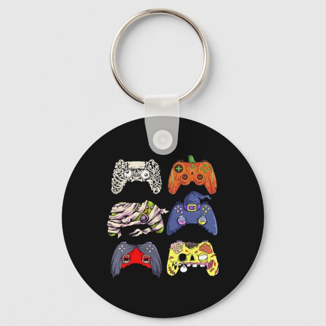 Halloween Skeleton Zombie Witch Controller Mummy B Keychain (Front)