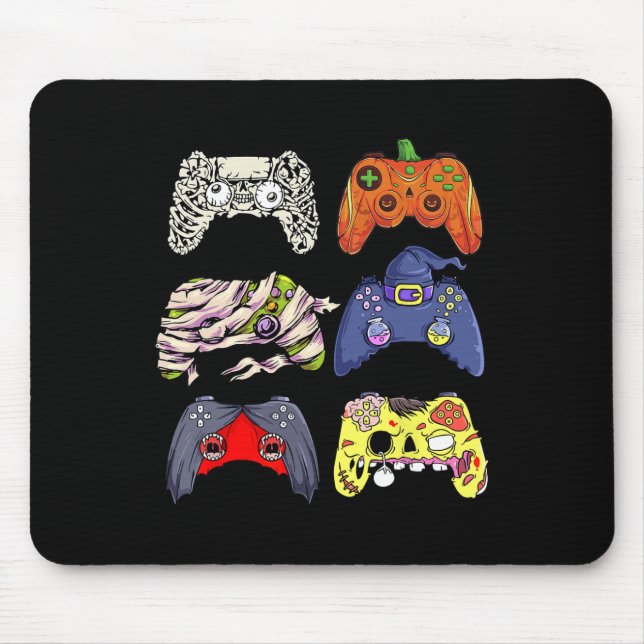 Halloween Skeleton Zombie Witch Controller Mummy B Mouse Pad (Front)