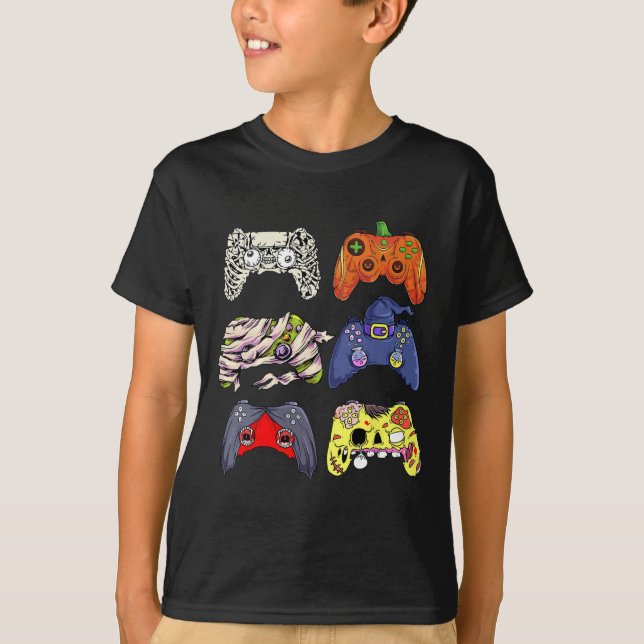 Halloween Skeleton Zombie Witch Controller Mummy B T-Shirt (Front)