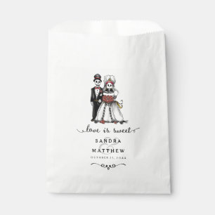 Halloween Skeletons Bride Groom  Love is Sweet Favour Bag