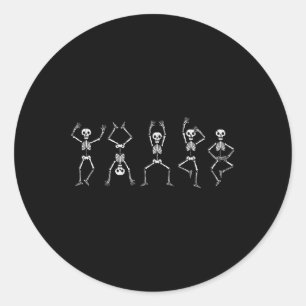 Halloween Skeletons Dancing Funny Costume Men Wome Classic Round Sticker