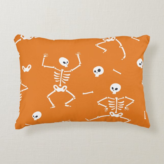 Halloween Skeletons Fun Seamless Pattern Accent Pillow (Front)