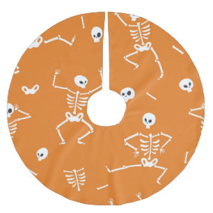 Halloween Skeletons Fun Seamless Pattern Brushed Polyester Tree Skirt
