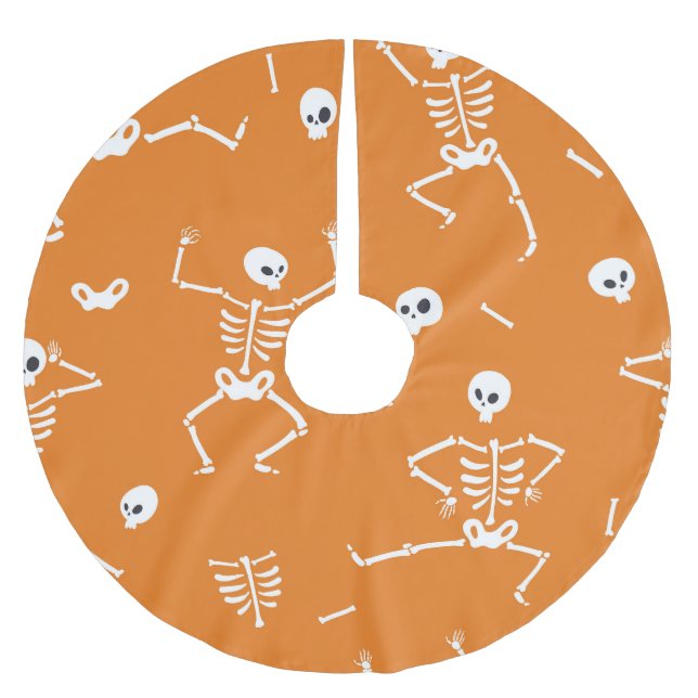 Halloween Skeletons Fun Seamless Pattern Brushed Polyester Tree Skirt (Front)