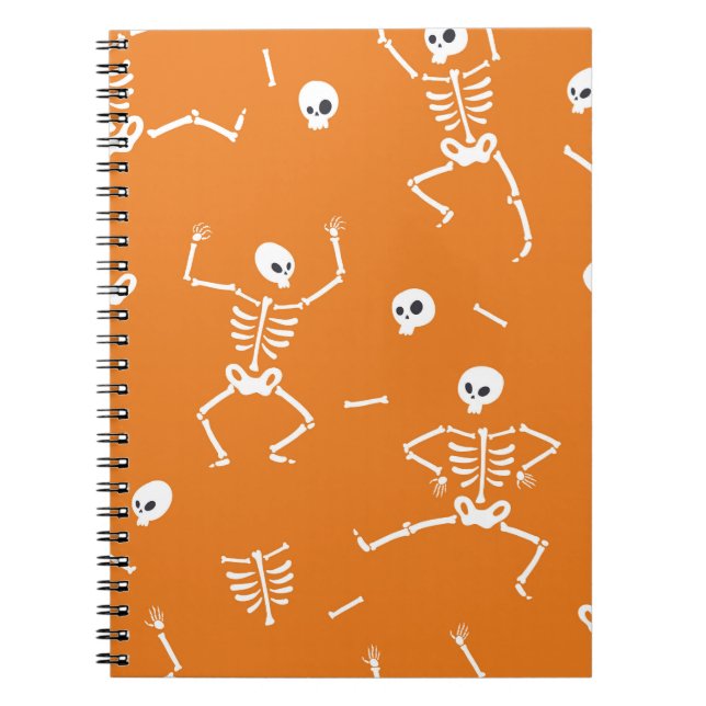 Halloween Skeletons Fun Seamless Pattern Notebook (Front)