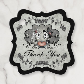Halloween Skeletons Grey & Black Thank You Favour Tags
