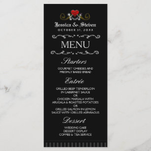 Halloween Skeletons & Heart Matching Mariage Menu