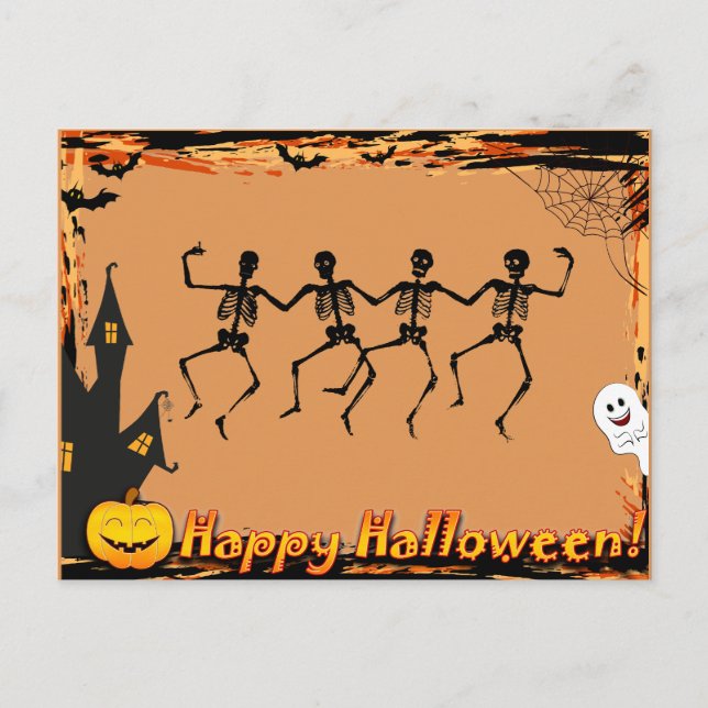 Halloween Skeletons Holiday Postcard (Front)
