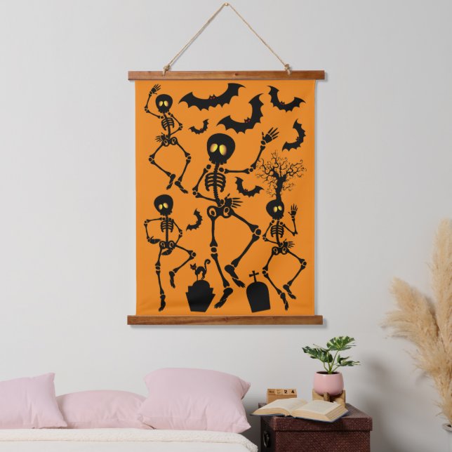 Halloween Skeletons Macabre Dance Hanging Tapestry (Bedroom)