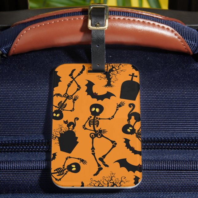 Halloween Skeletons Macabre Dance Luggage Tag (Front Insitu 2)