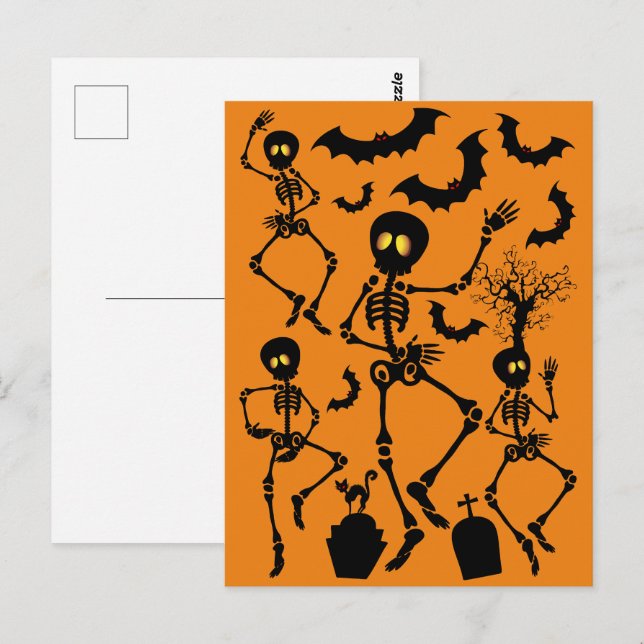 Halloween Skeletons Macabre Dance Postcard (Front/Back)