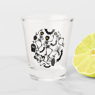 Halloween Skeletons Macabre Dance Shot Glass