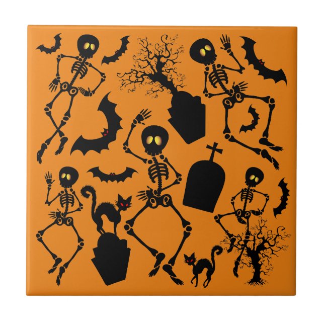 Halloween Skeletons Macabre Dance Tile (Front)
