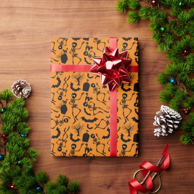 Halloween Skeletons Macabre Dance Wrapping Paper (Holiday Gift)