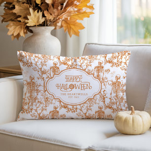 Halloween Skeletons Orange Toile Pattern Name Year Lumbar Pillow