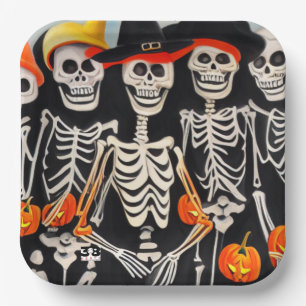 Halloween Skeletons Paper Plates