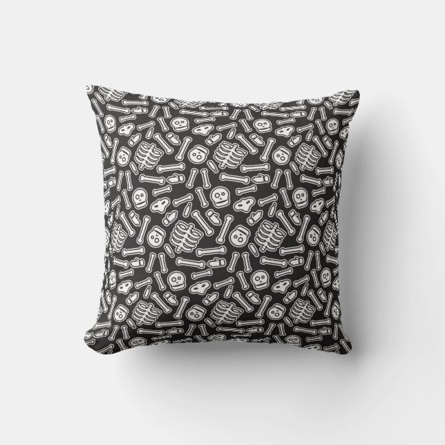 Halloween Skeletons Pattern Throw Pillow (Front)