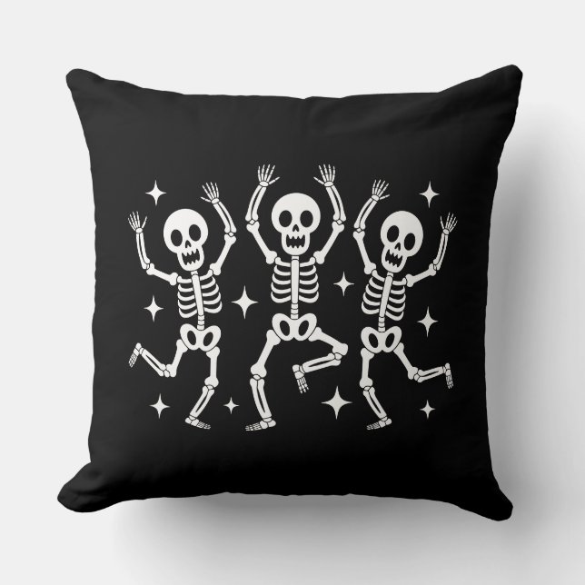 Halloween Skeletons Throw Pillow (Front)