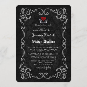 Halloween Skeletons "TIL DEATH" & "TOGETHER WITH" Invitation
