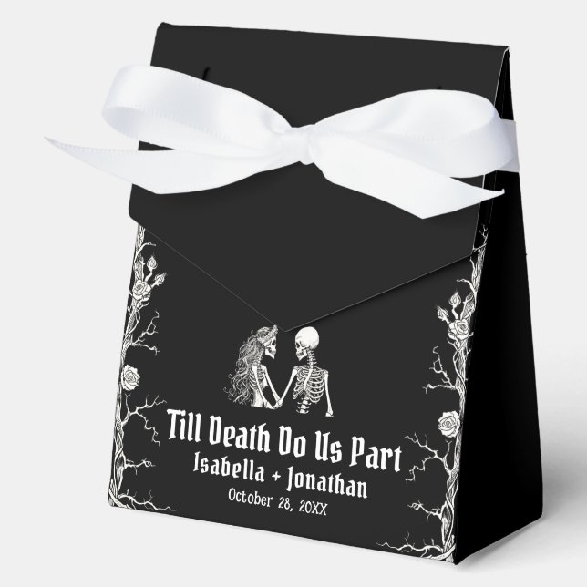 Halloween Skeletons Till Death Do Us Part Wedding Favor Box (Front)