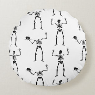 Halloween Skeletons, Trick Or Treat, Boo Round Pillow