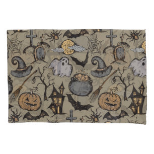 Halloween Sketch: Vintage Seamless Pillowcase