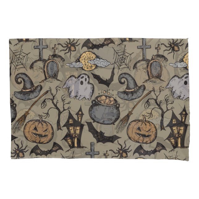 Halloween Sketch: Vintage Seamless Pillowcase (Front)