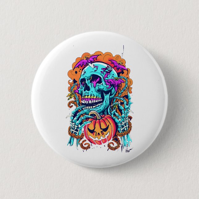 Halloween Skull   2 Inch Round Button (Front)