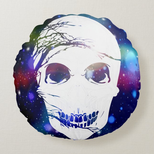 Halloween Skull #4 Round Pillow (Front)