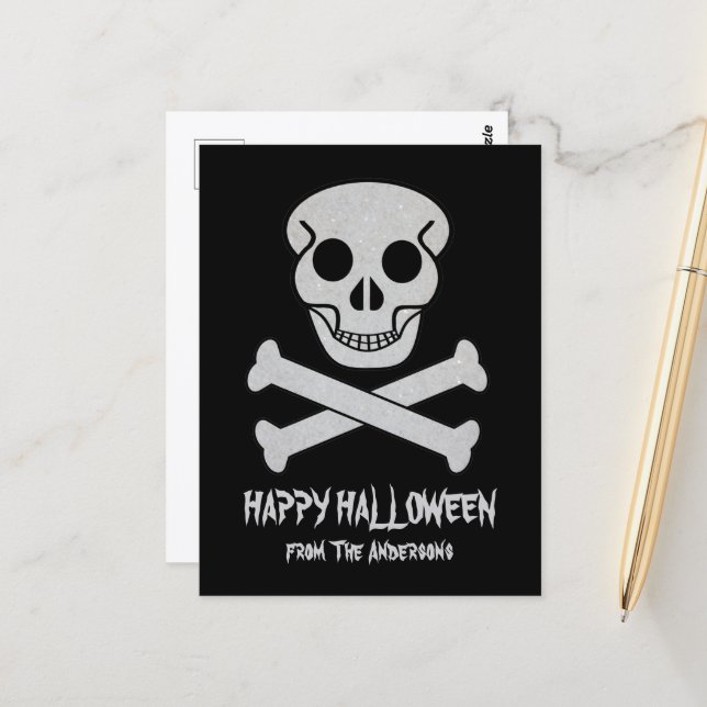 Halloween Skull and Bones Postcard (Front/Back In Situ)