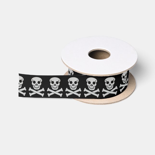 Halloween Skull and Bones Satin Ribbon (Spool)