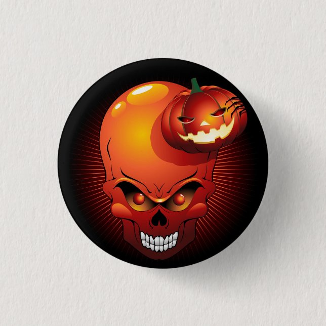 Halloween Skull and Pumpkin   1 Inch Round Button (Front)