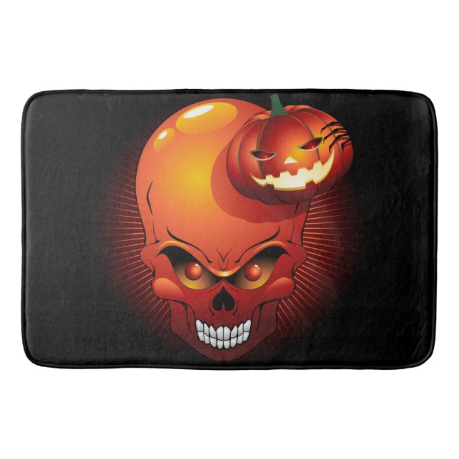 Halloween Skull and Pumpkin Bath Mat (Front)
