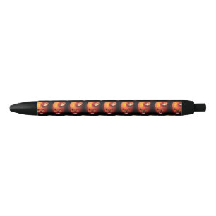 Halloween Skull and Pumpkin   Black Ink Pen