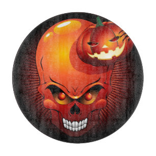 Halloween Skull and Pumpkin   Cutting Board