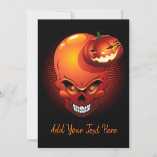 Halloween Skull and Pumpkin Invitation
