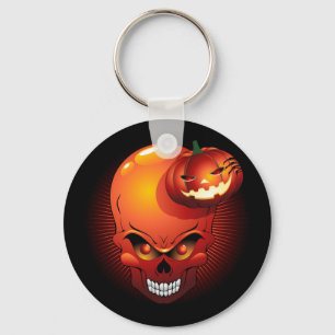 Halloween Skull and Pumpkin Keychain