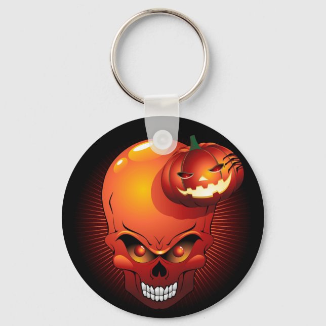 Halloween Skull and Pumpkin   Keychain (Front)